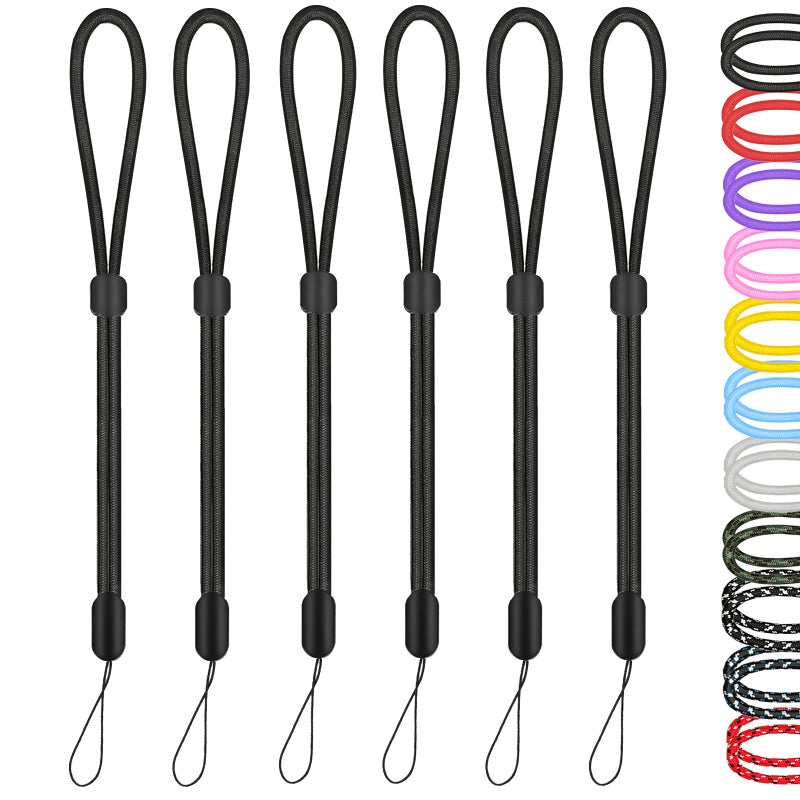 Hukado Hand Wrist Strap Lanyard  6 Pack 9.5inch Adjustable Nylon Wristlet Straps Keychain String for Cell Phone Case Holder  AirPods Pro 2 2022  Camera  Key  GoPro  USB Drive  Ski Glove(Black) - Image 1